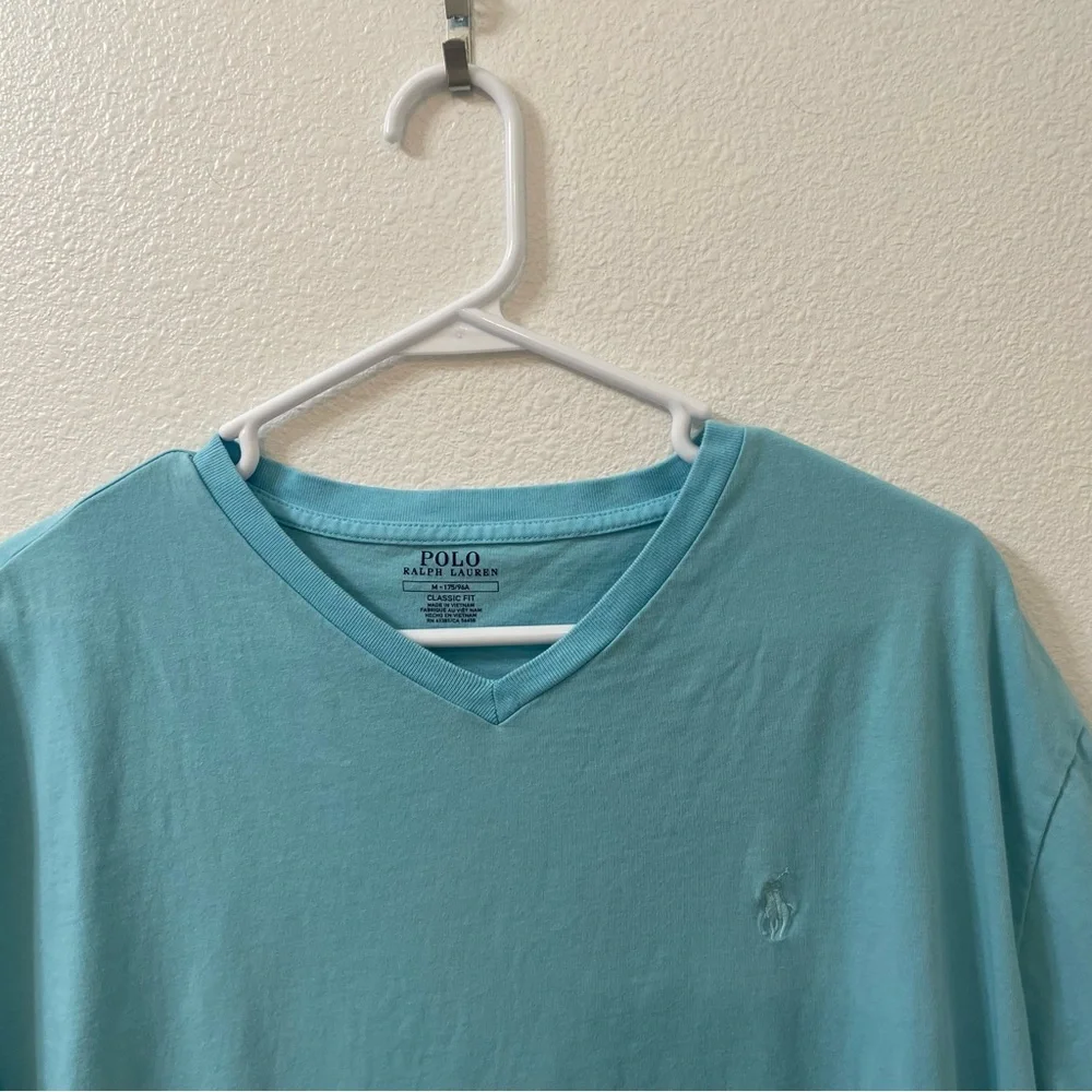 Polo Ralph Lauren v neck classic fit shirt teal blue medium